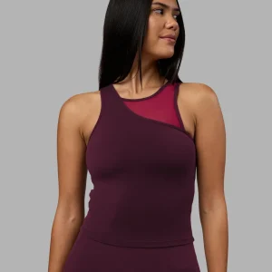 Motion Mesh Shelf Bra Tank - Cherry Lacquer/Plum Berry